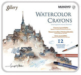 MUNGYO WaterColor Crayons 12 colors in Tin Case