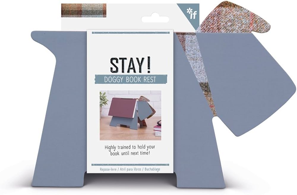 STAY DOGGY BOOK REST  GREY PLAID