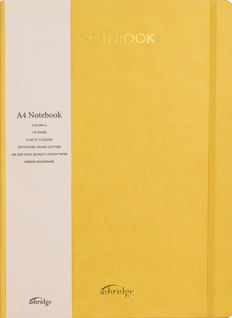 Z Ashridge A4 PU Rainbow Edge Lined Notebook Yellow