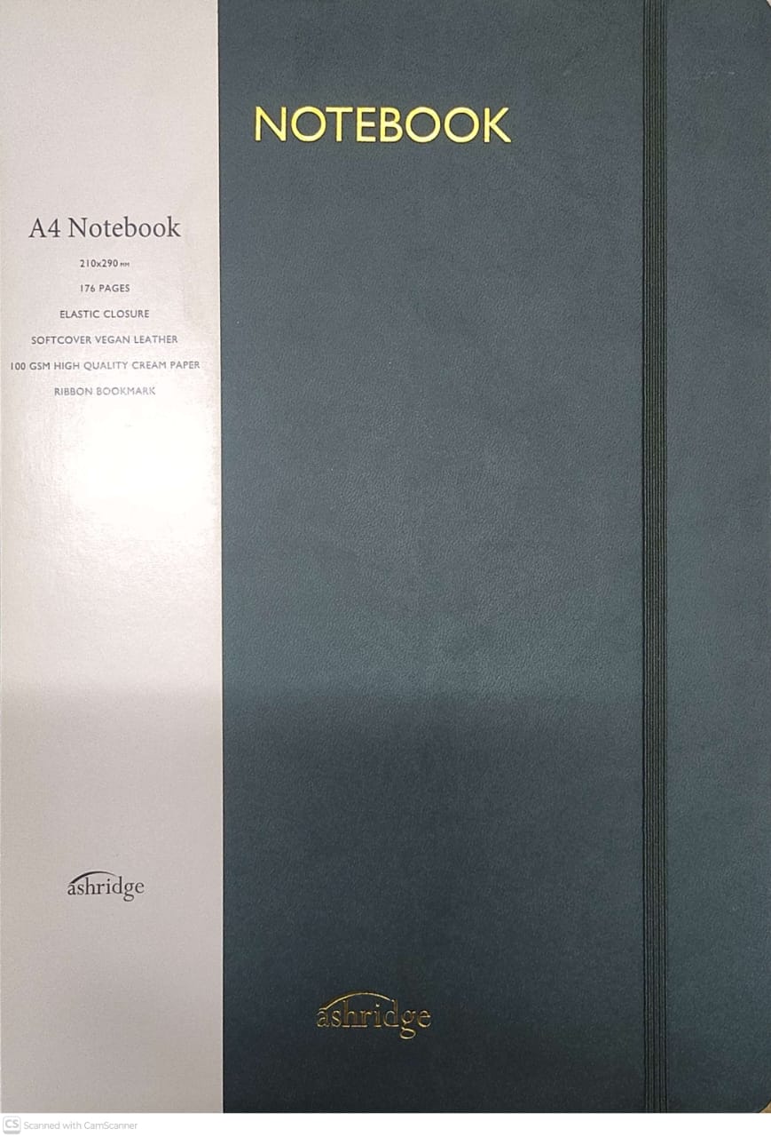 Z Ashridge A4 PU Rainbow Edge Lined Notebook  Olive