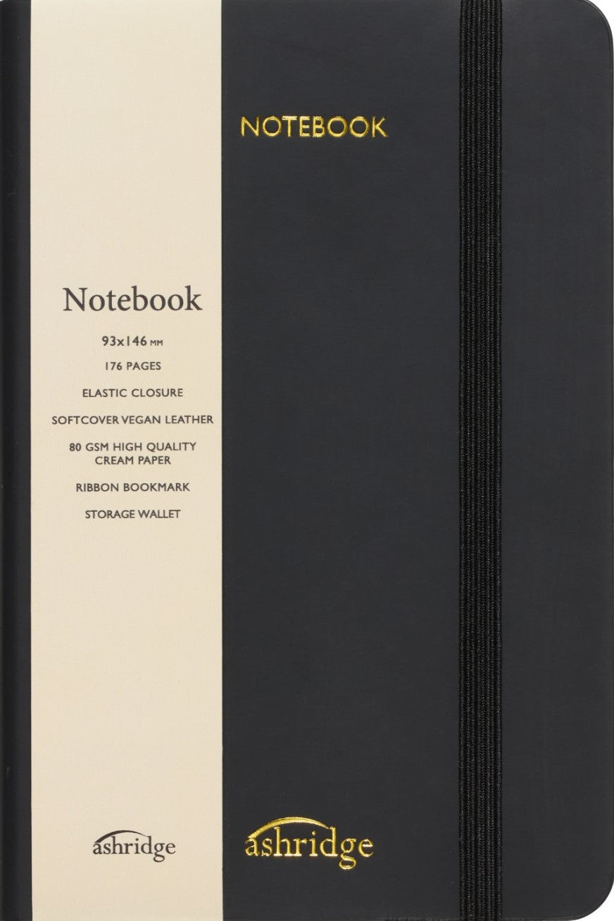 Z  Ashridge Small PU Rainbow Edge Lined Notebook Black