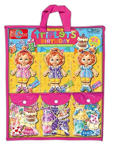 Teeny Tiny Triplets Birthday Wooden Magnetic Dress-Up Dolls