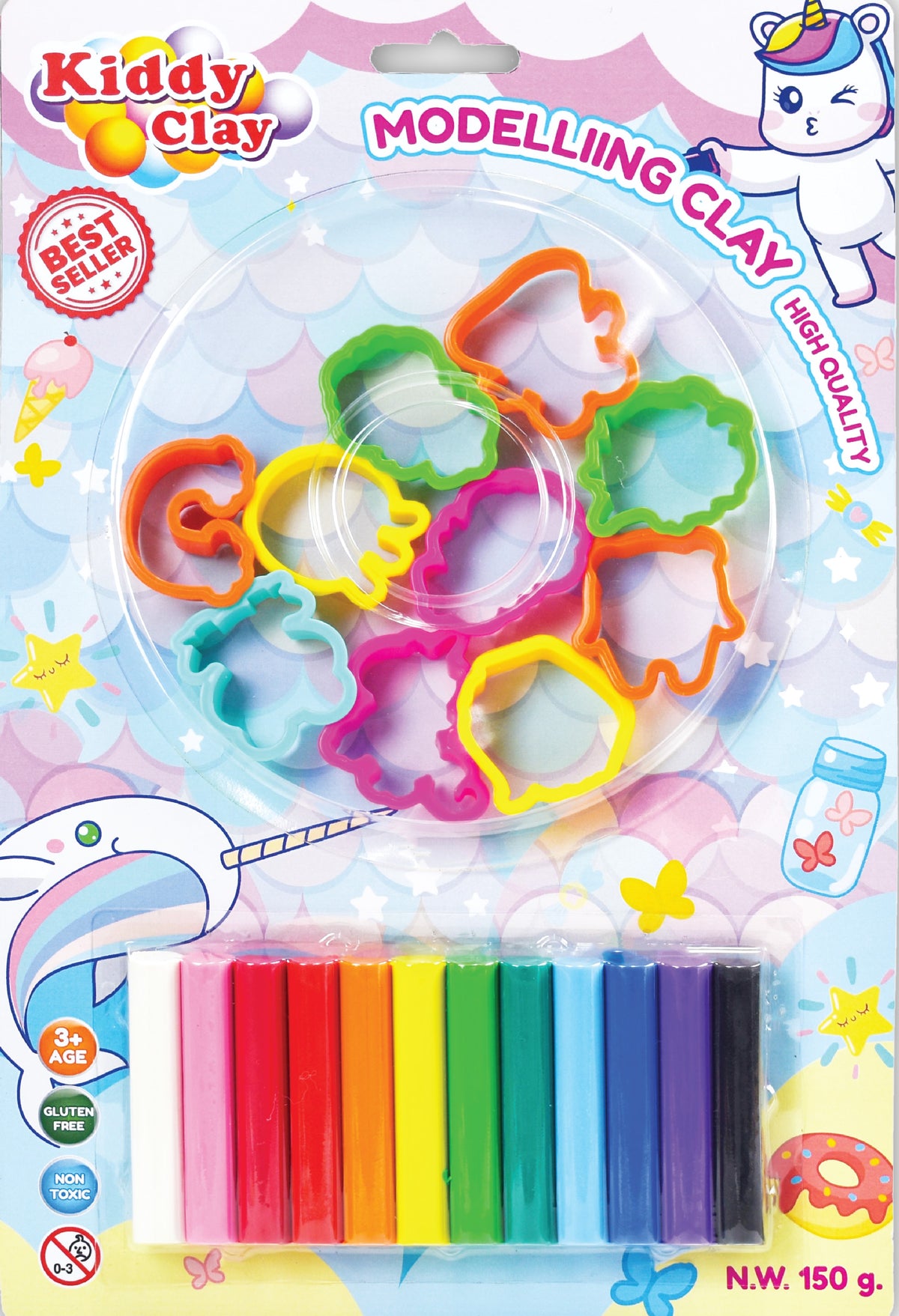 Kiddy Clay Modeling 12 Colors  10 Cutter