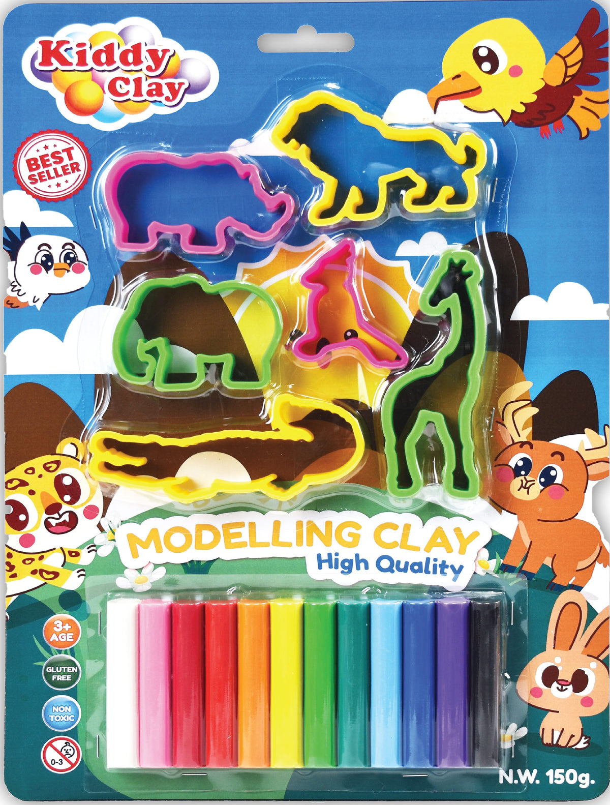 Kiddy Clay Modeling 12 Colors  6 Cutter