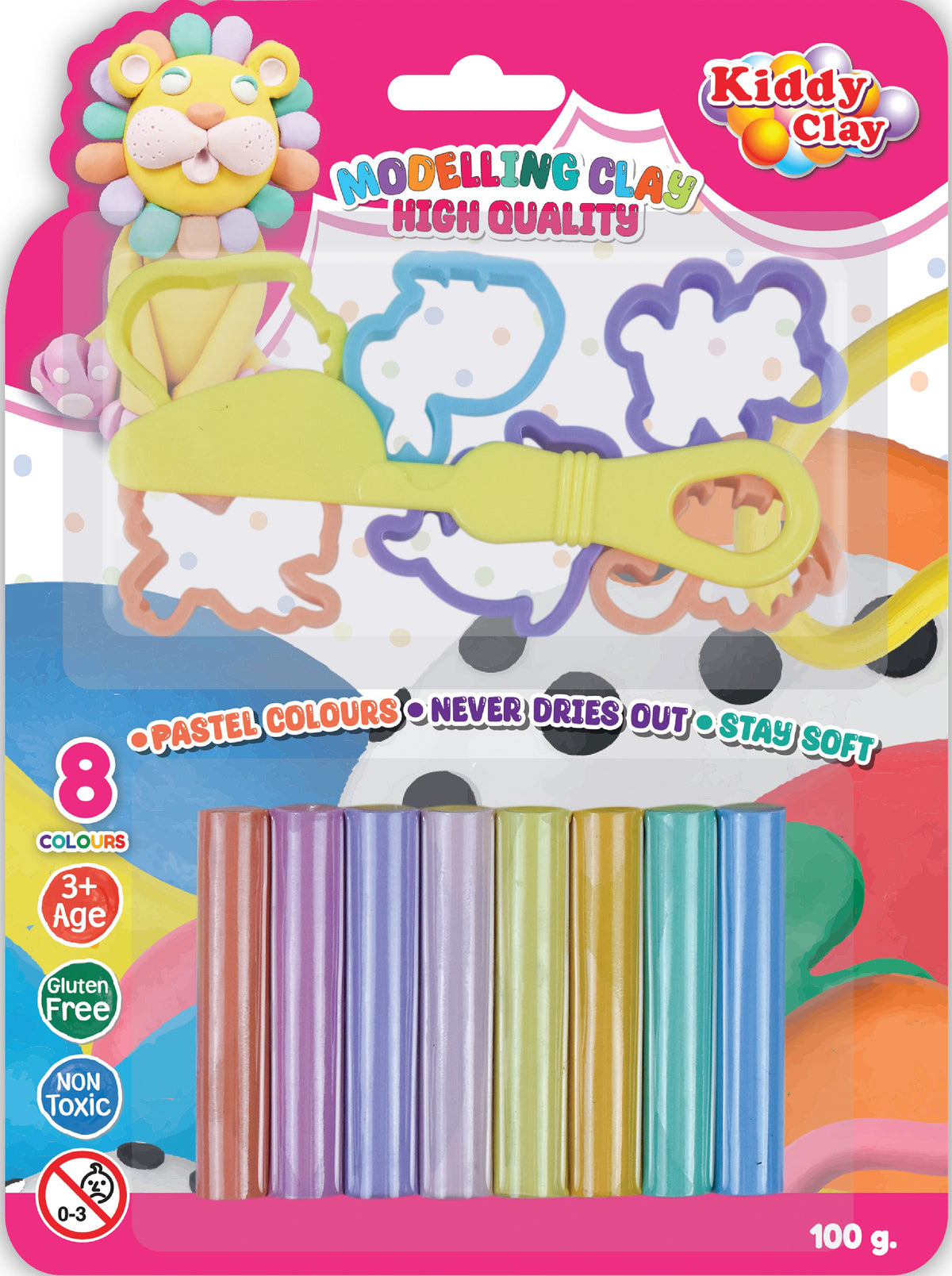 Kiddy Clay Modeling 8 Colors  6 Cutter