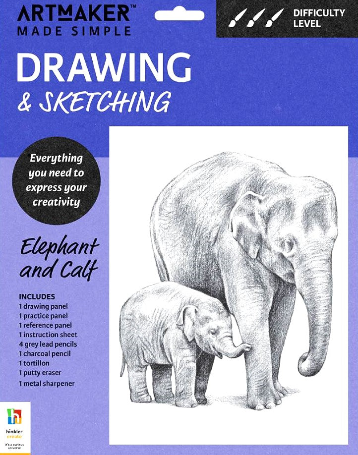 Art Maker Made Simple Drawing and Sketching Kit Elephant and Calf