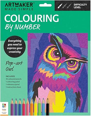 hinkler Pop-Art Owl Colouring by Number Kit