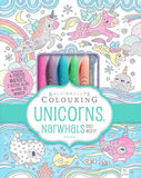 Kaleidoscope Colouring Kits  Pastel  with 4 Highlighters Unicorns and Narwhals