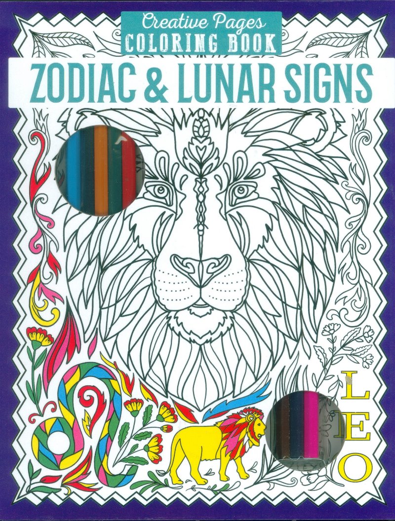 Creative pages coloring book zodiac and lunar signs