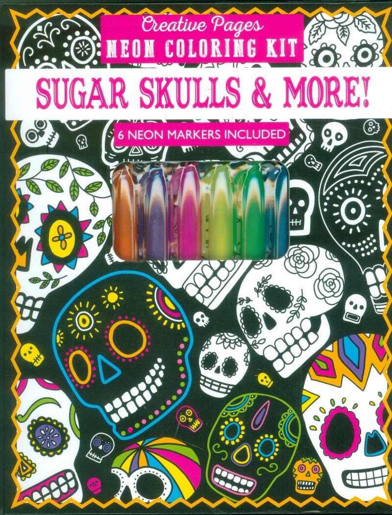 Creative pages neon coloring book sugar skulls and more