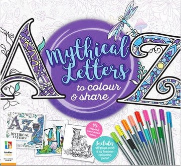 Gift Box Landscape Tuck Box Deluxe 7 A to Z Mythical Letters to Colour and Share