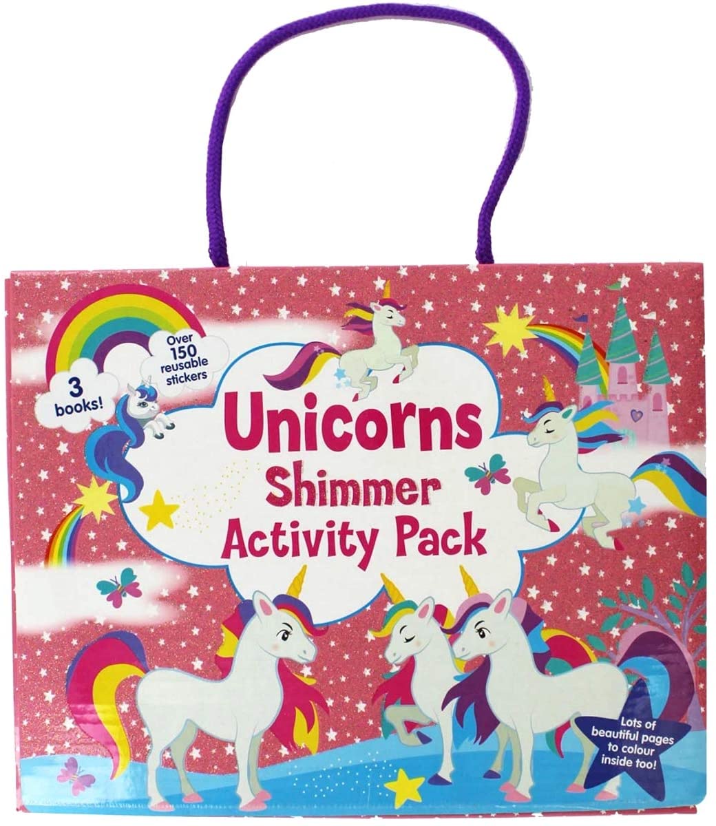 Unicorns Shimmer Activity Pack Kids Colouring Books and Stickers Set