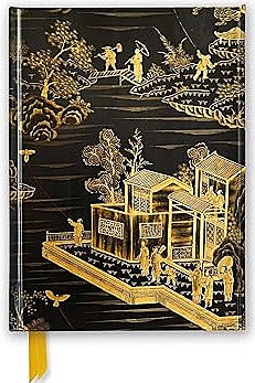 Chinese Lacquer Black and Gold Screen Foiled Journal Flame Tree Notebooks