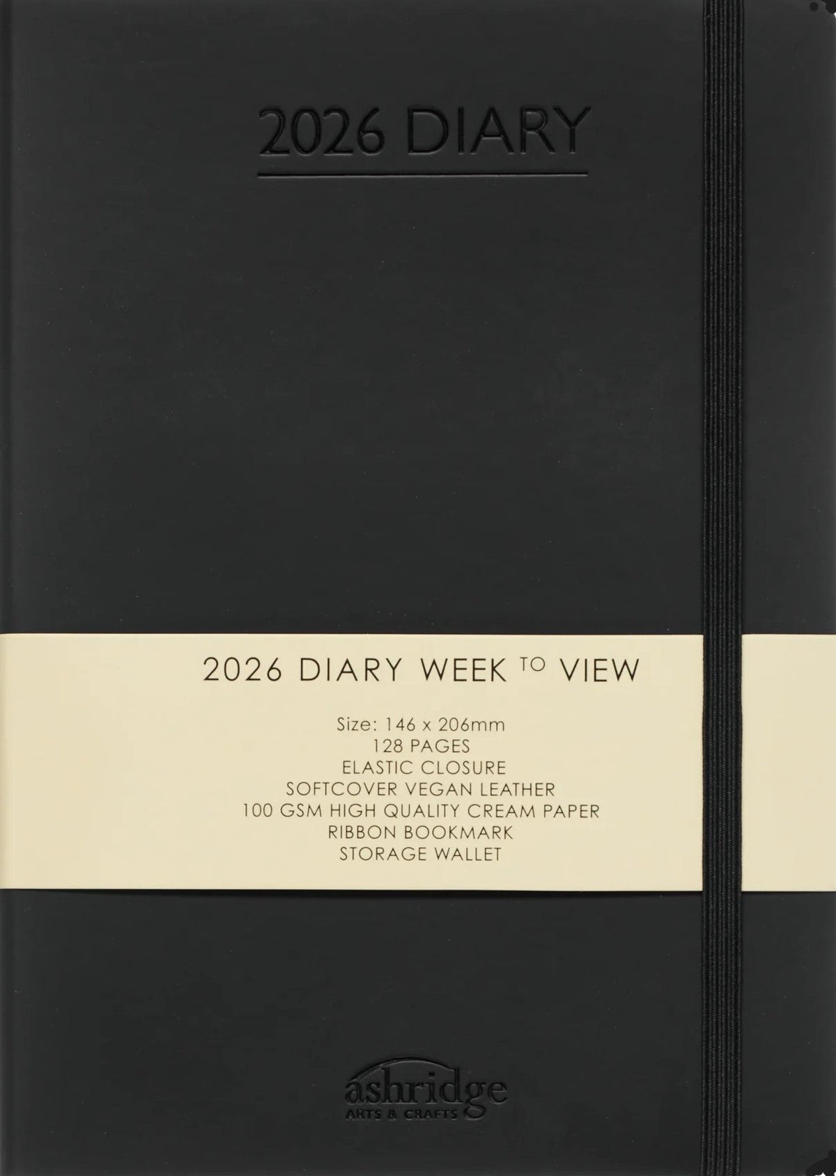 Ashridge PU A5 Week to View Diary 2026  Black