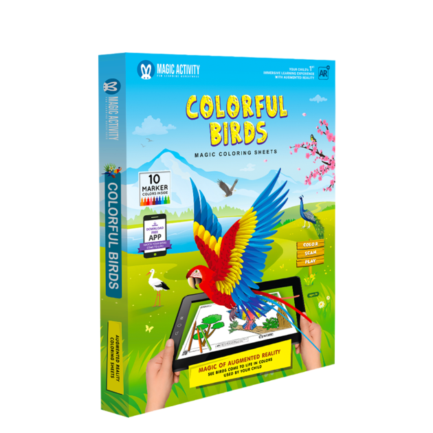 Colorful Birds-Magic Coloring Sheet - Paperback