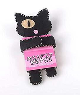 Misfit Notes - Cat: Cat in Soft Felt with Note Block